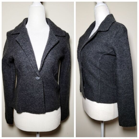 Free People|Grey 100% Merino Wool Blazer Jacket, SMALL - Picture 1 of 4
